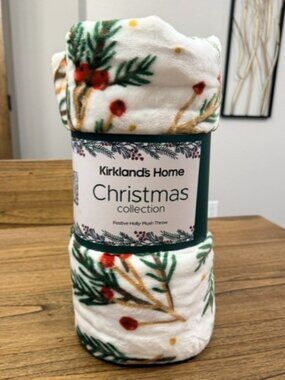 Kirkland's Home Christmas Throw Plush "Festive Holly"